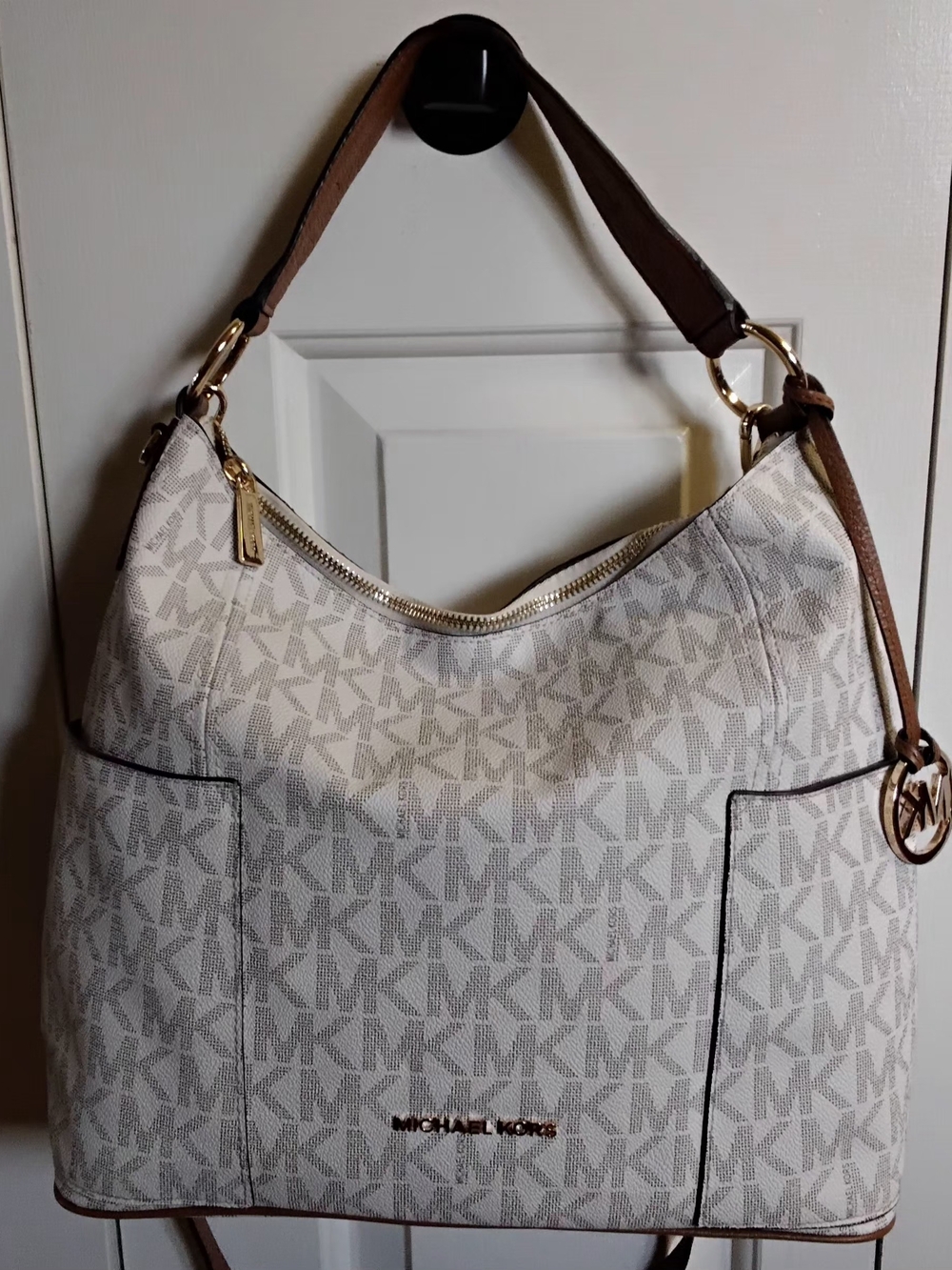 Michael Kors Anita Large Convertible Shoulder Bag, Vanilla/Brown